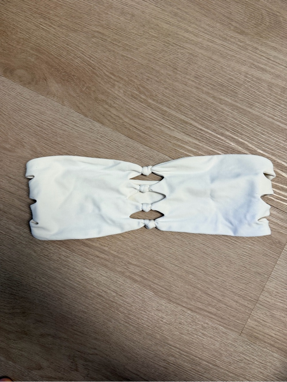 Mikoh White Strapless Bandeau Bikini Top with Knot Detail
